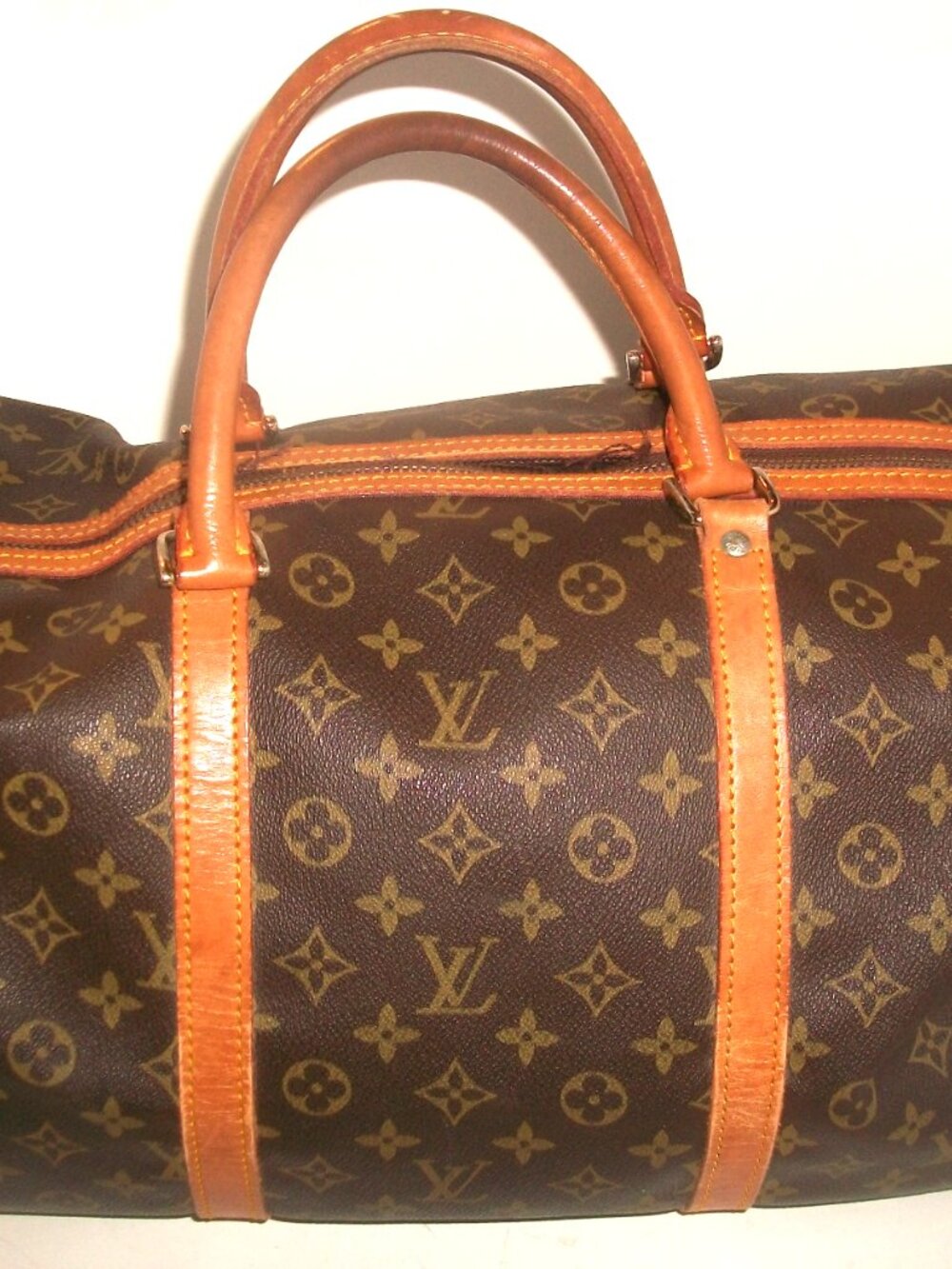 Large Top-Zip Vintage Hand-Held Monogram Duffel w Leather Trim & Handles NOT LV - Picture 16 of 16